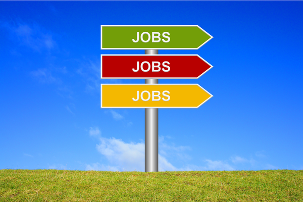 3 Sign posts with the word jobs